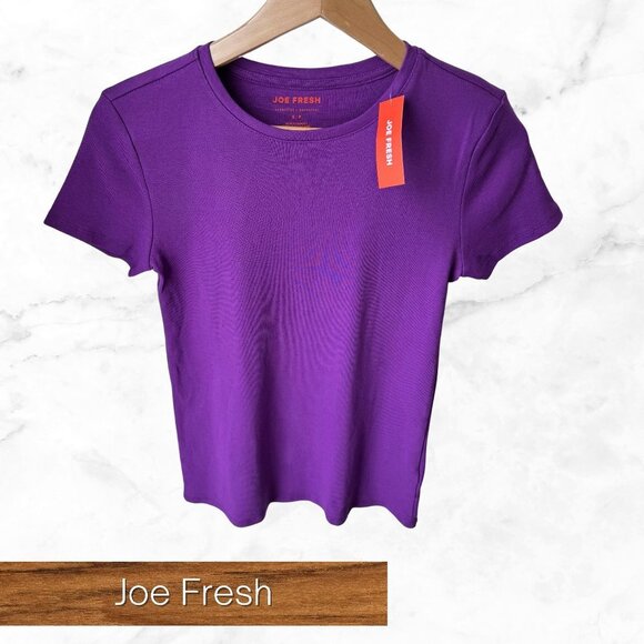 Joe Fresh purple size small ribbed t-shirt - Picture 1 of 4